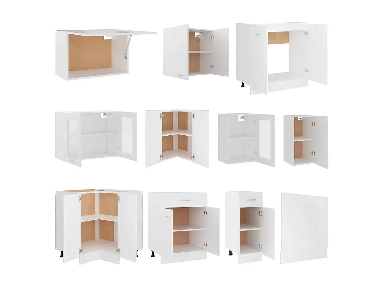 Moderne Küchenzeile in Weiß mit 11 Teilen