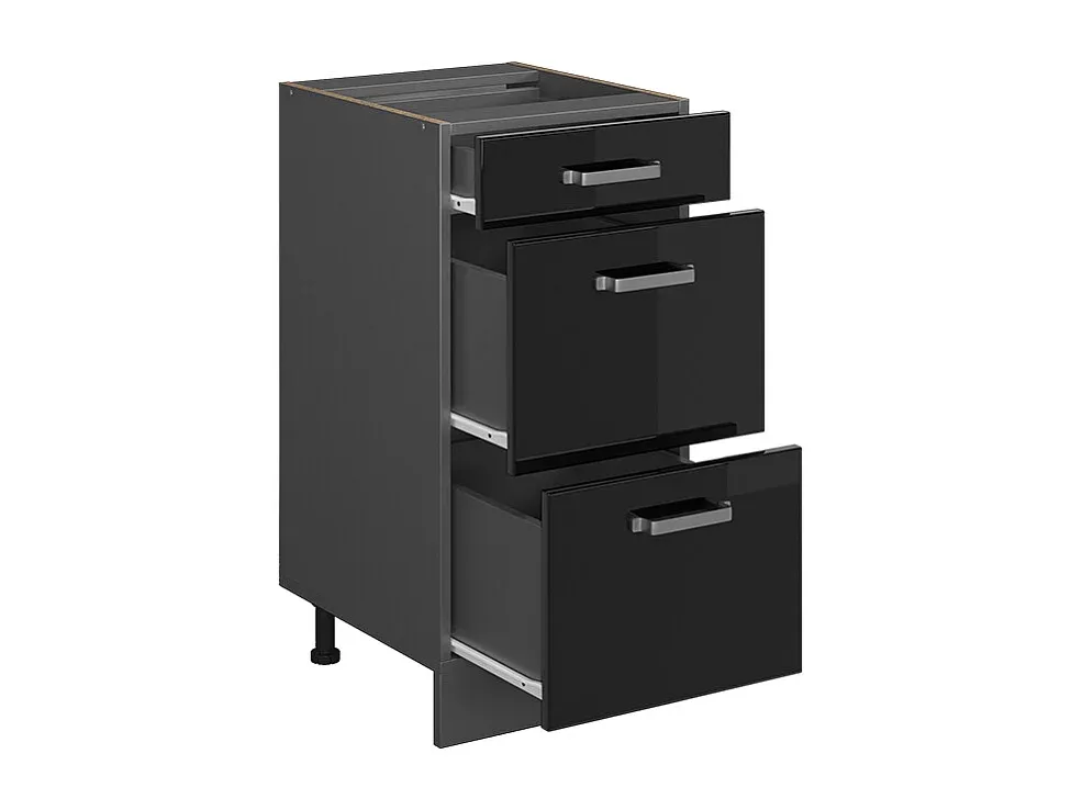 Moderner Hochglanz-Küchenschrank in Schwarz