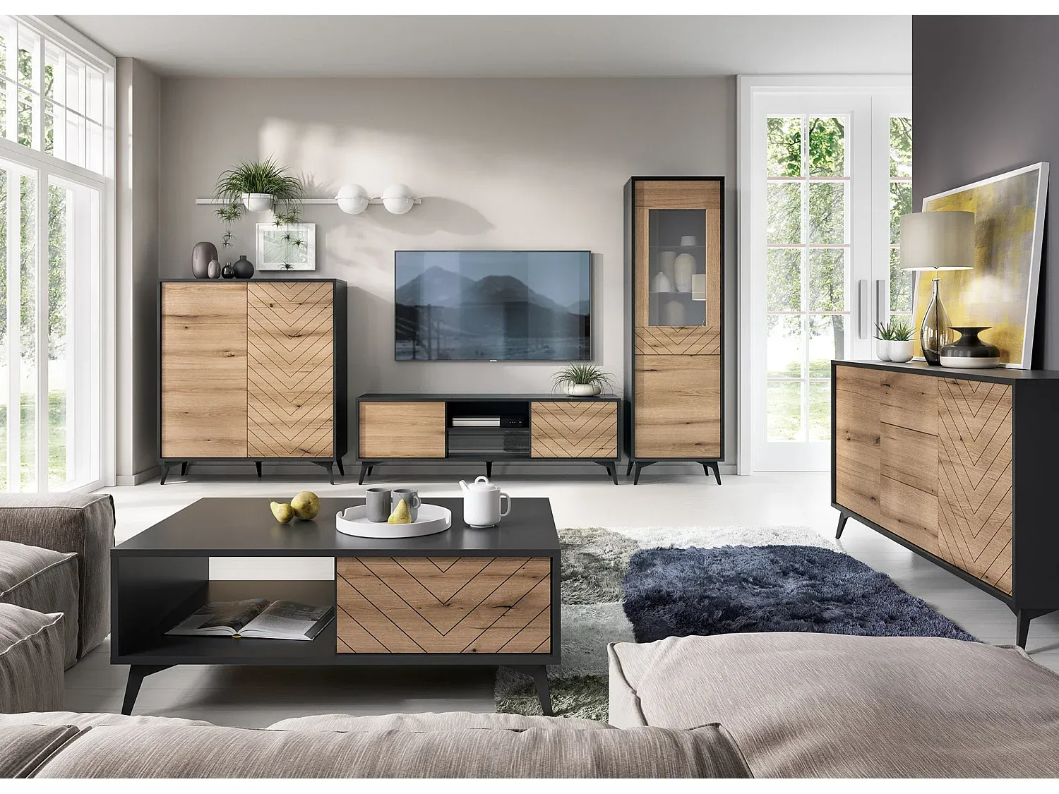 Moderner Fernsehtisch mit Stauraum