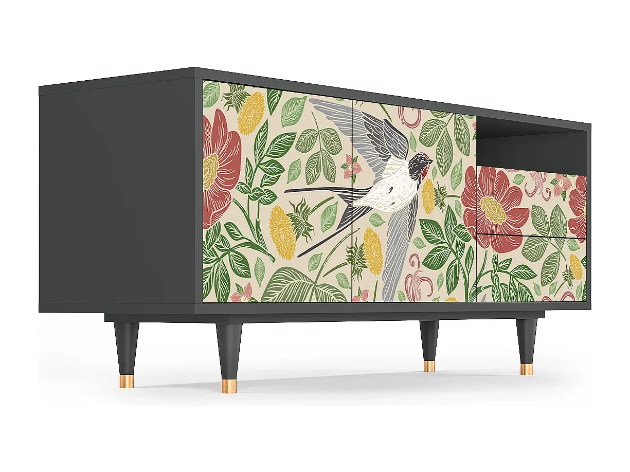 Moderner TV-Schrank in Anthrazit - Kompakte Größe 125x56x41 cm