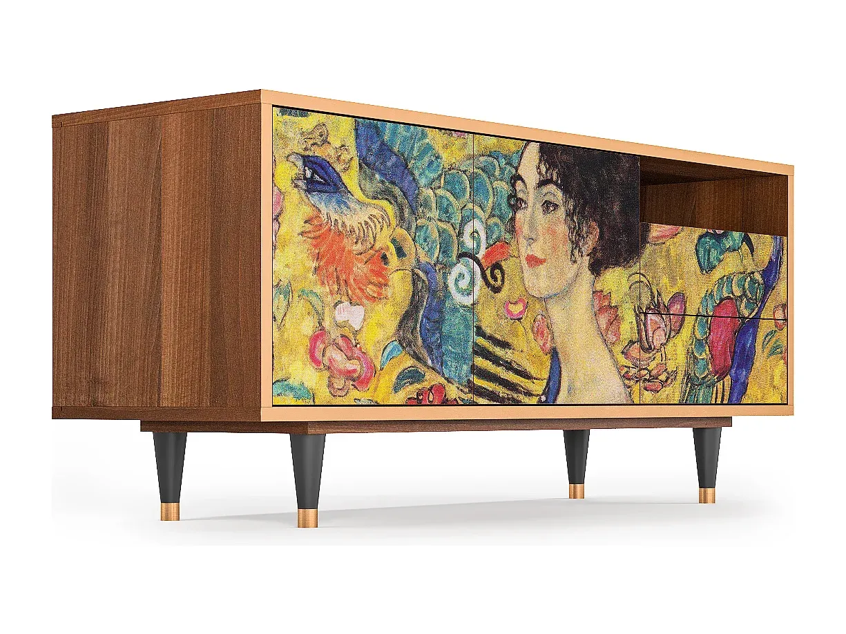 TV-Schrank mit Klimt-Motiv, Walnuss