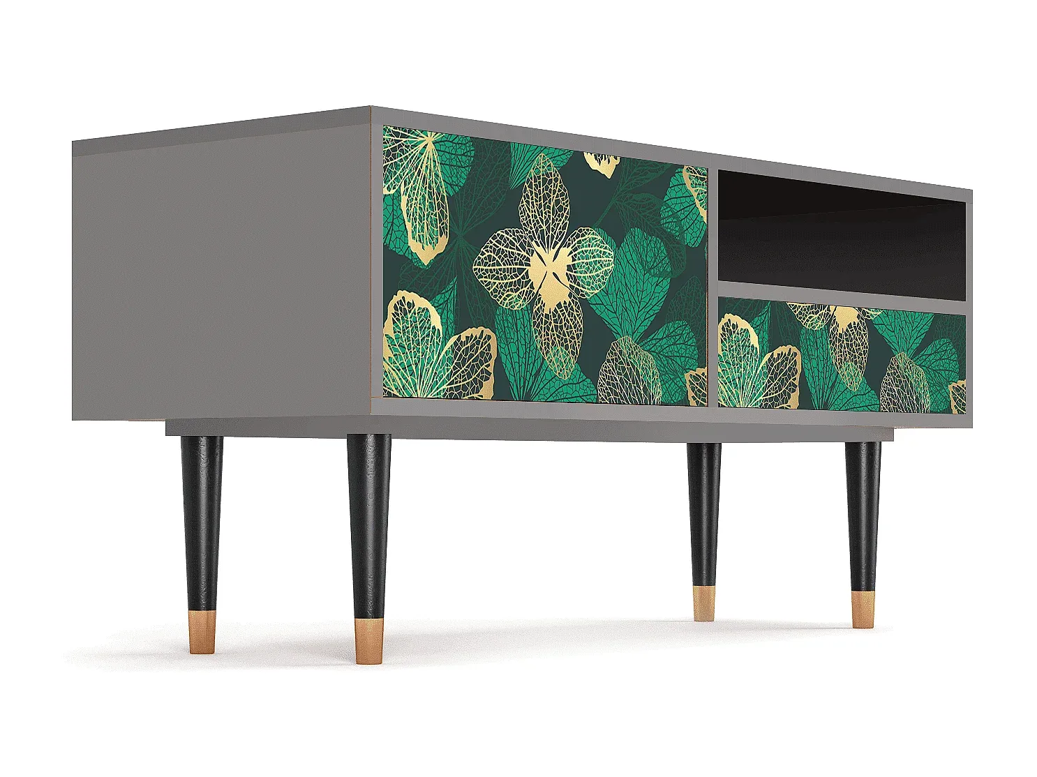 Moderner TV-Schrank mit Blumendesign, Grau