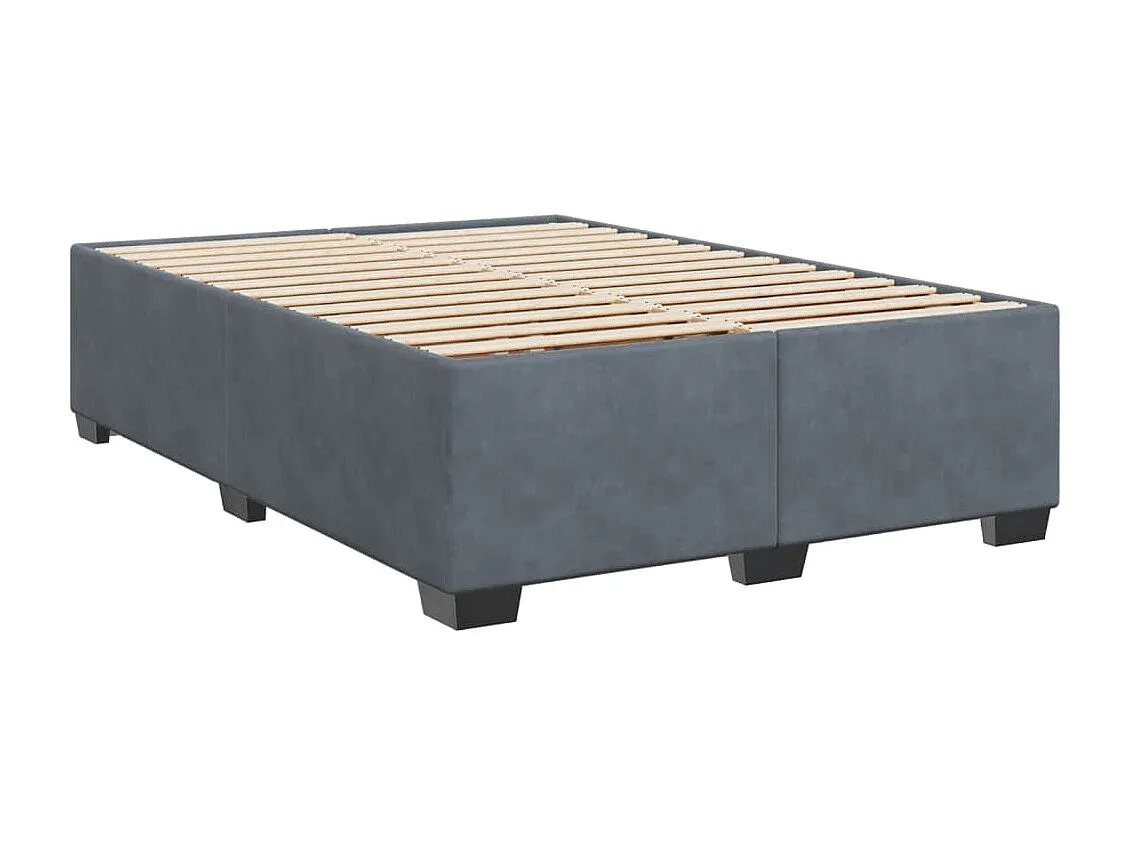 Komfortables Boxspringbett in Dunkelgrau 140x190 cm Samtbezug
