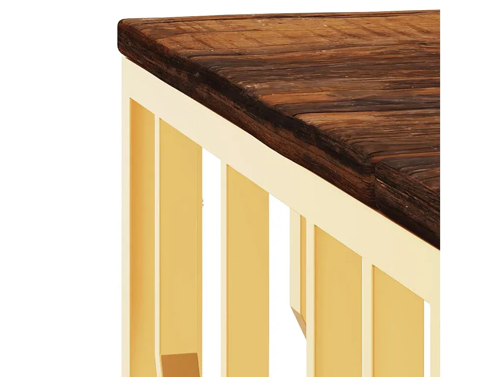 Eleganter Wohnzimmertisch aus Metall und recyceltem Holz