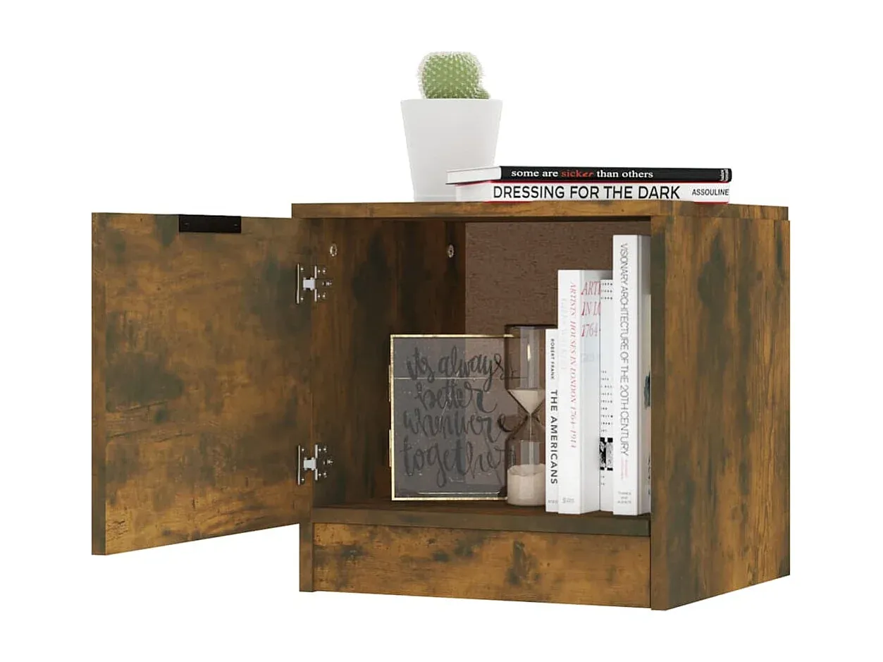 Nachttische im Set, Räuchereiche, 40x39x40 cm