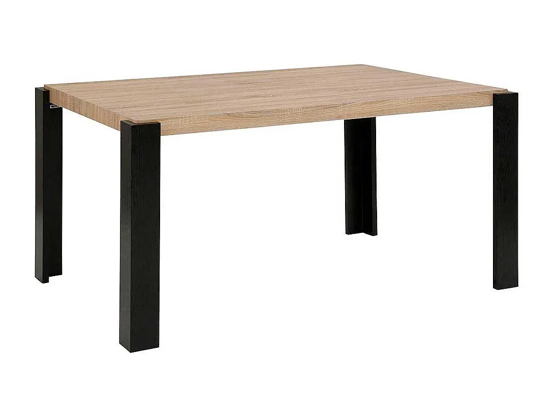 Moderner Esstisch in Eiche und Schwarz, 76 cm Höhe