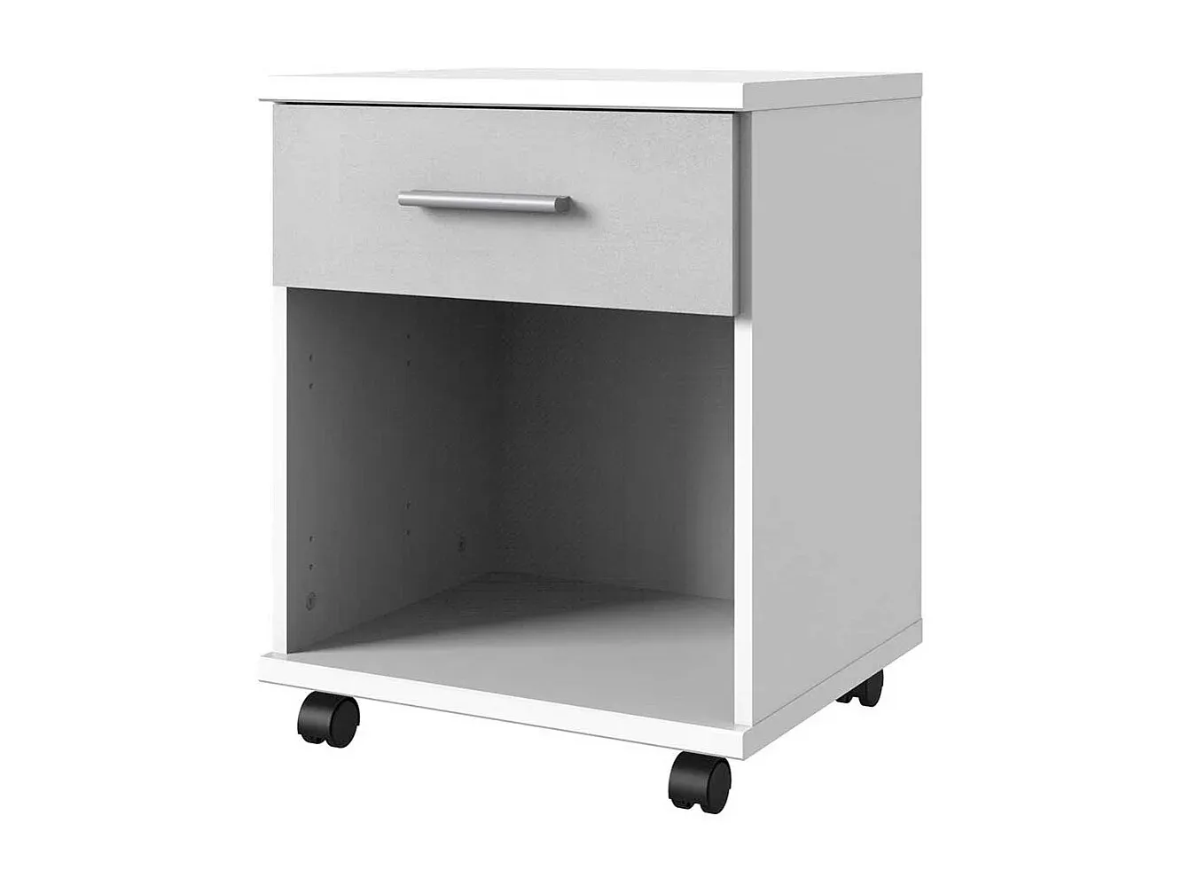Moderner Rollcontainer in Betonoptik, Lichtgrau, 58 cm hoch