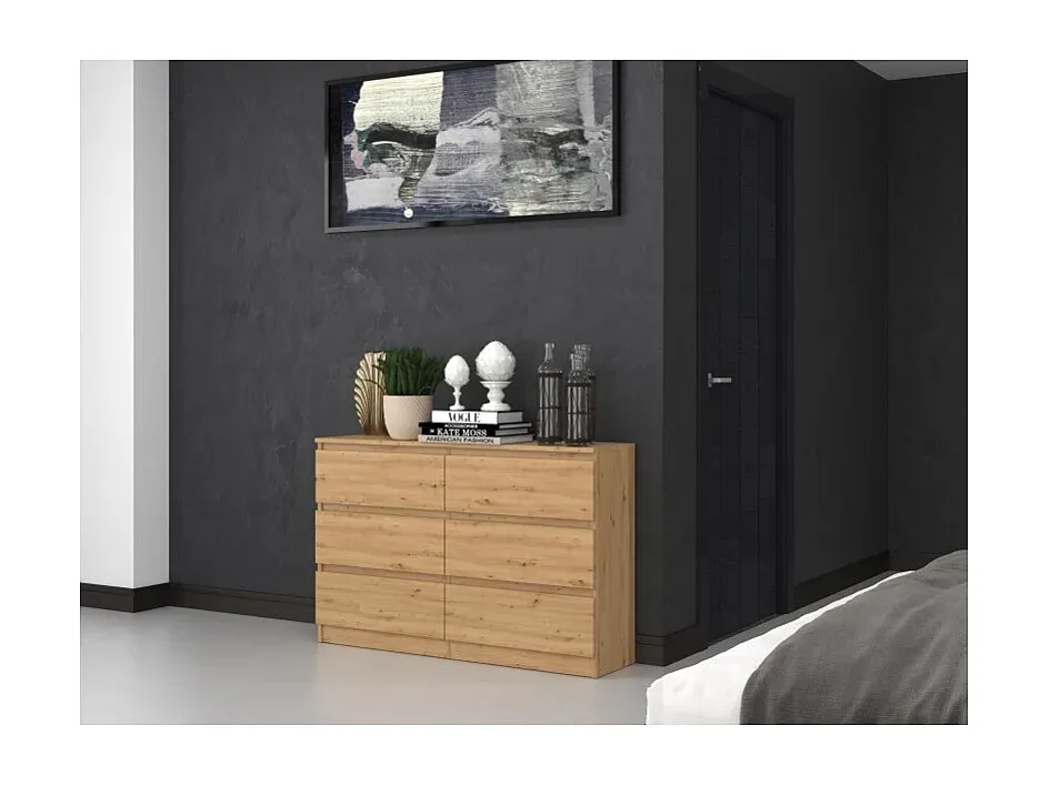 Moderne Kommode mit 6 Schubladen, 120x30x75 cm