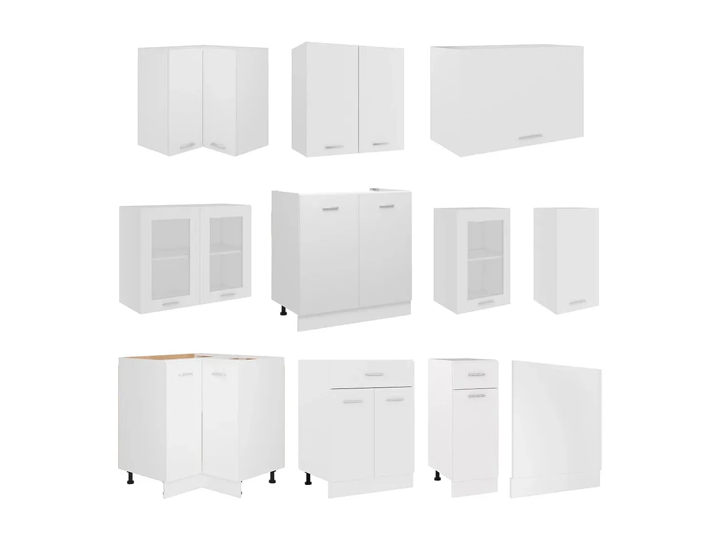 Moderne Küchenzeile in Weiß mit 11 Teilen