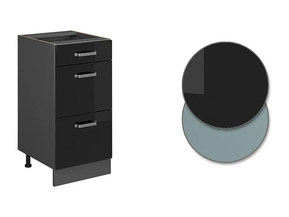 Moderner Hochglanz-Küchenschrank in Schwarz