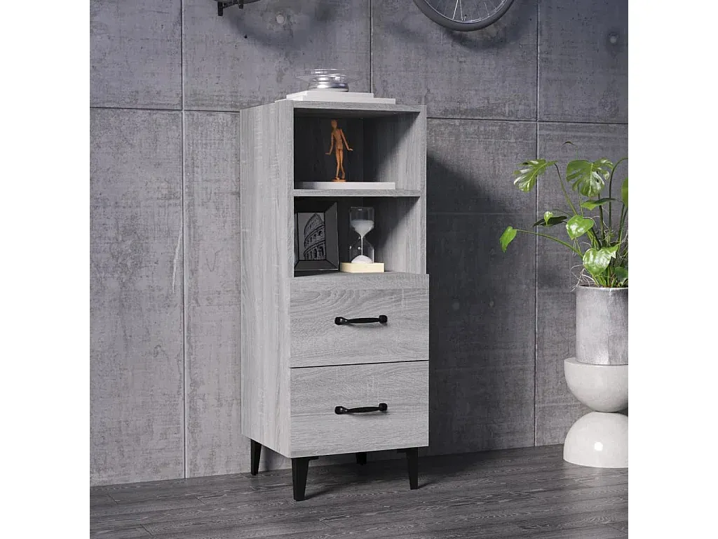 Moderner Grauer Sideboard Aus Holzwerkstoff 34,5x34x90 cm