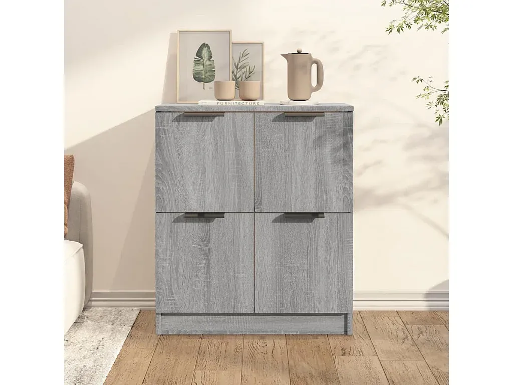 Moderner grauer Sideboard aus Holzwerkstoff, 60x30x70 cm