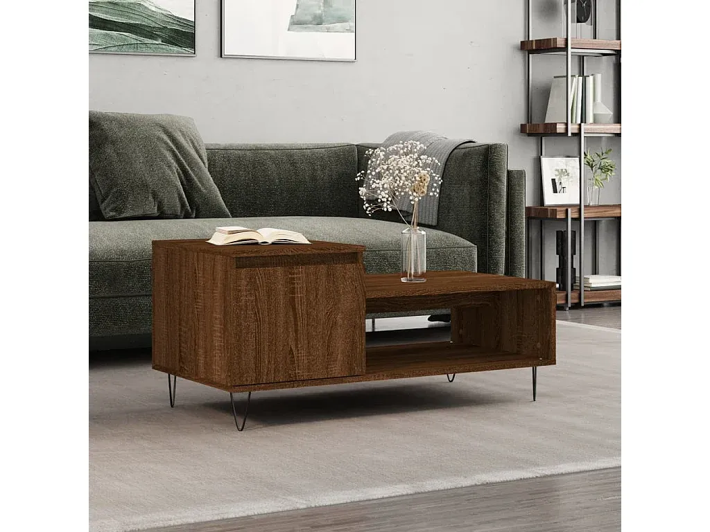 Moderner Beistelltisch in Eichen-Optik, 100x50x45 cm