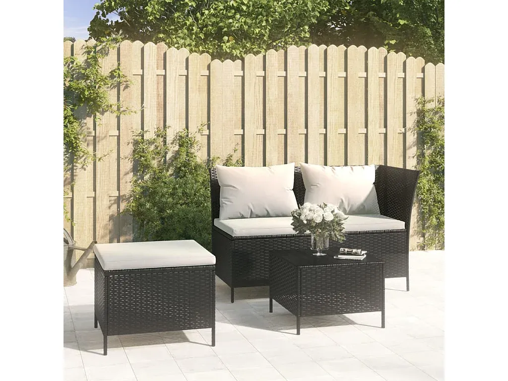 Moderne Gartensitzgruppe mit Kissen aus Poly Rattan