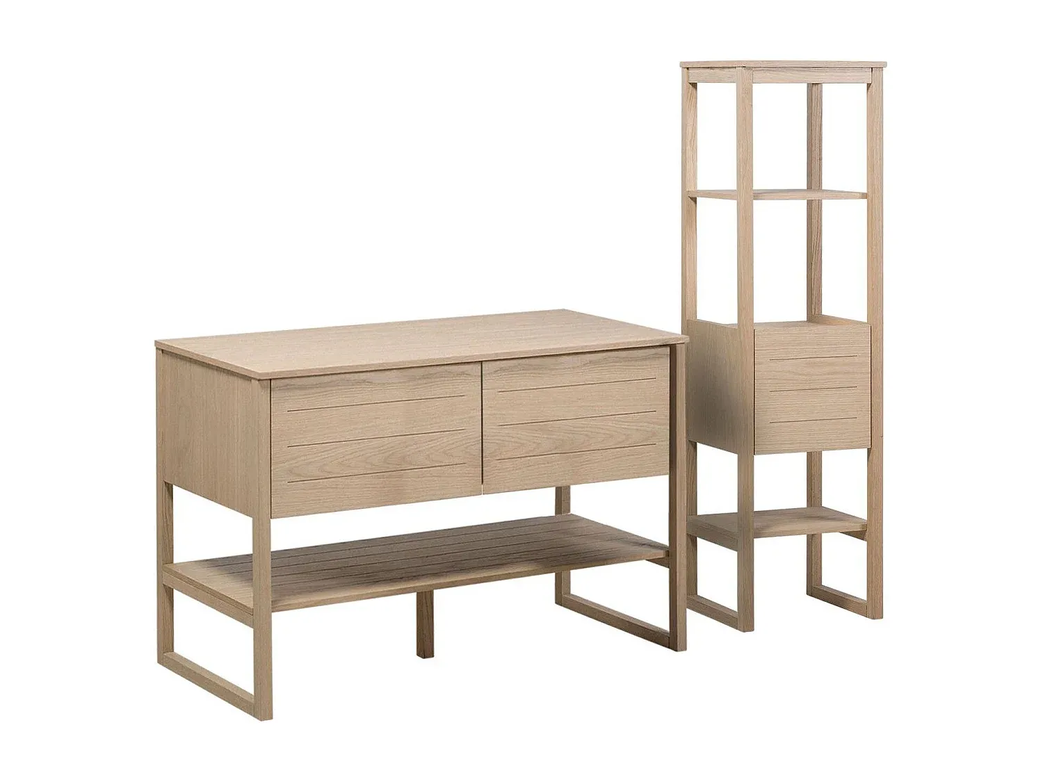 Moderner Waschtisch mit Doppelbecken und Säulenunterstützung