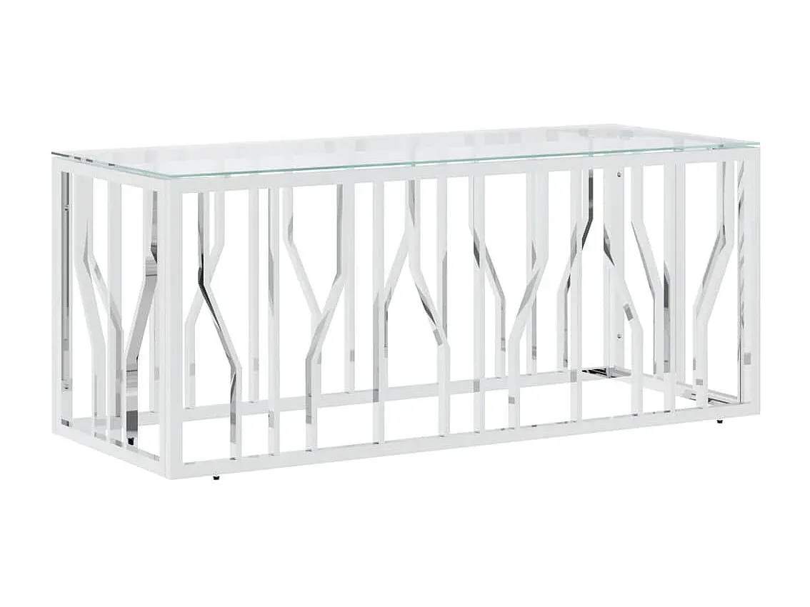 Moderner Beistelltisch aus Edelstahl und Glas 110x45x45 cm