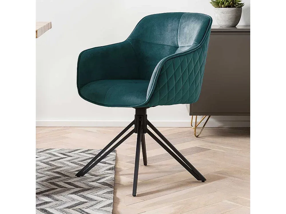 Moderner Bürostuhl mit Drehfunktion, grün-schwarz, Metallgestell