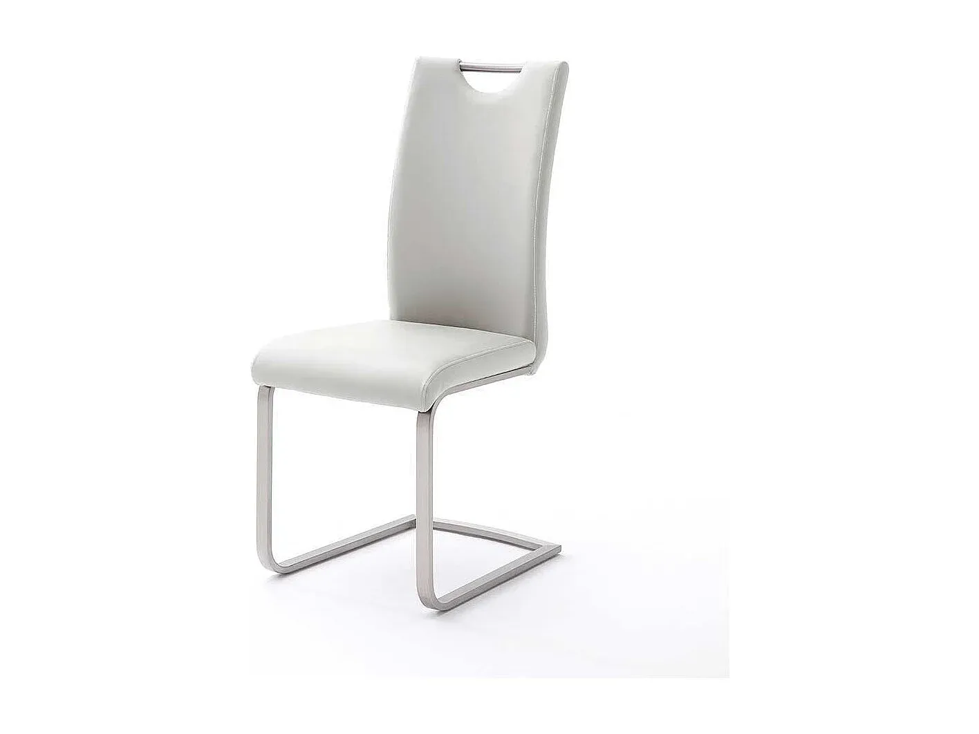 Esszimmerstühle aus weißem Kunstleder und Edelstahl, 4er Set