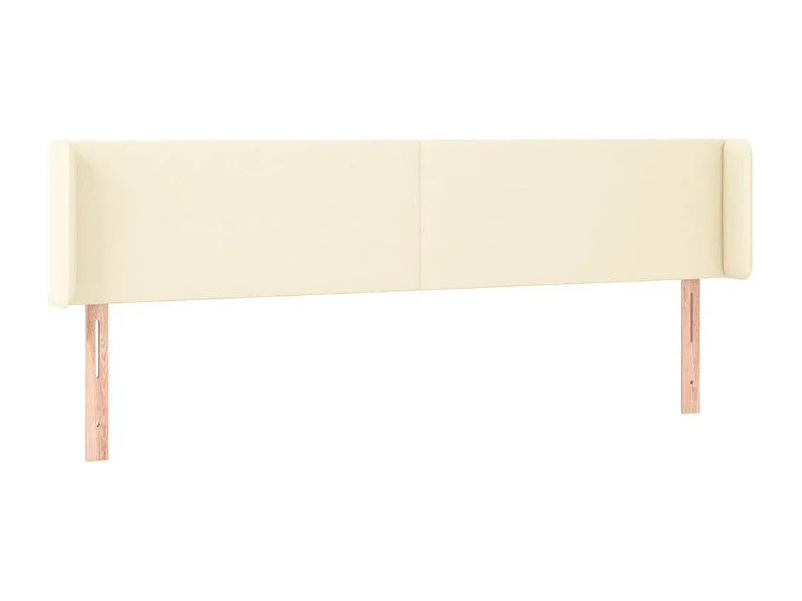 Polster-Kopfteil mit Ohren, Creme, Kunstleder, 183x16x78/88 cm