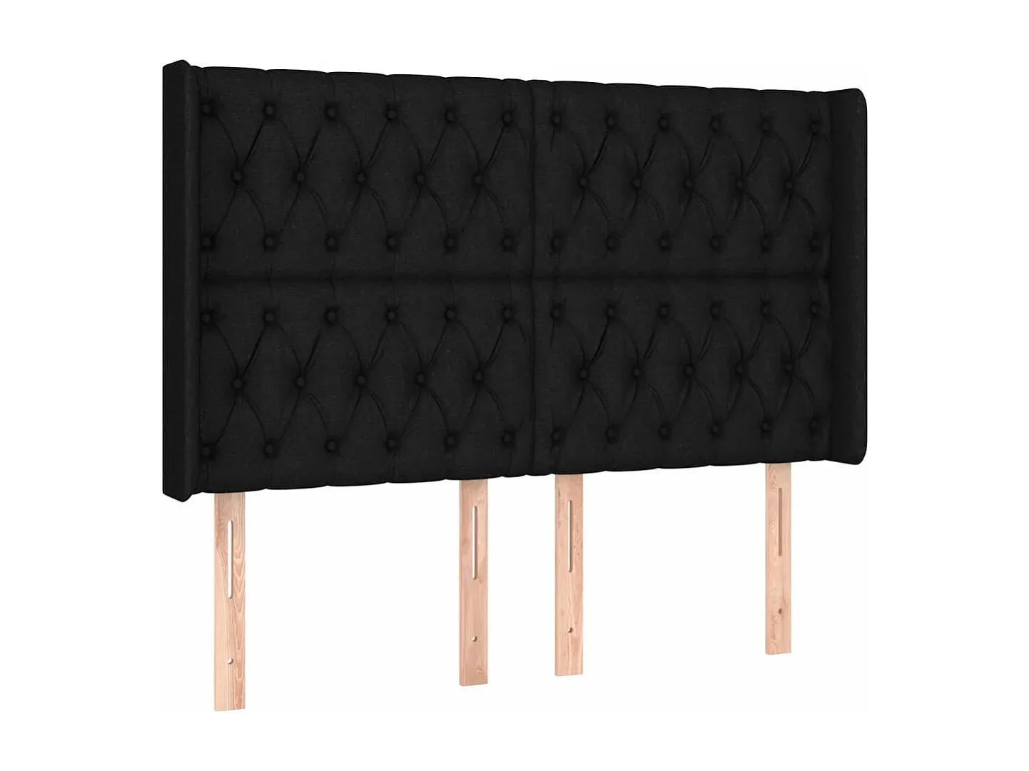 Schwarzes Kopfteil für Bett mit Ohren 163x16x118/128 cm Stoff