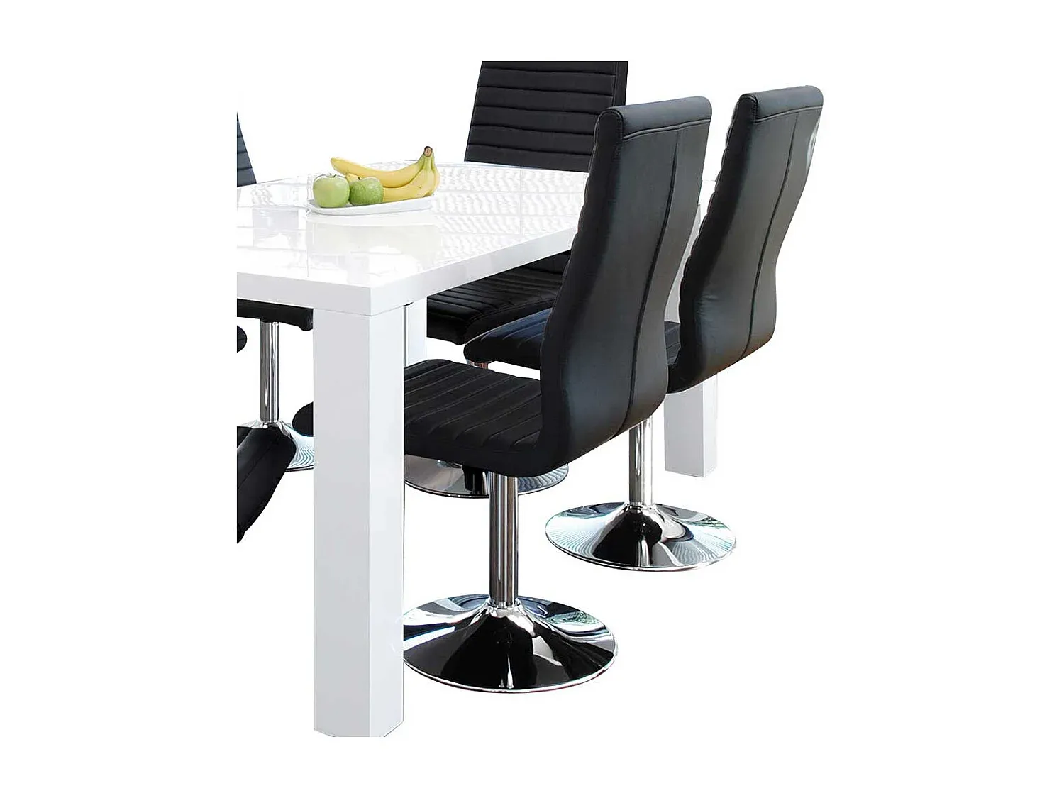 Drehbare Esszimmerstühle aus schwarzem Kunstleder im 4er-Set