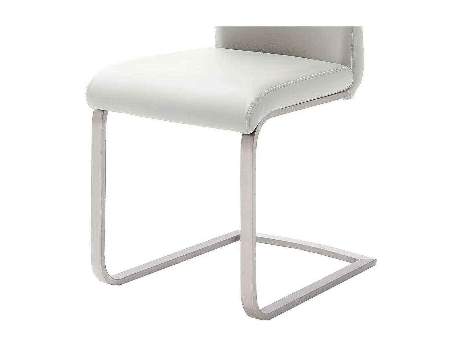 Esszimmerstühle aus weißem Kunstleder und Edelstahl, 4er Set