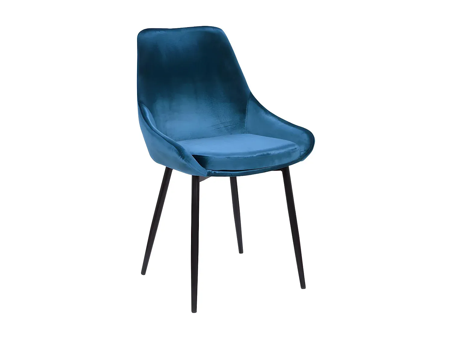 Samtstuhl im 2er-Set mit Schwarzem Metallgestell, Dunkelblau