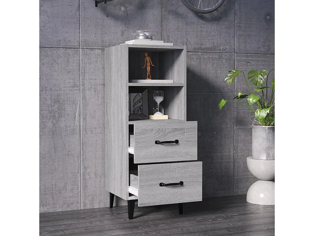 Moderner Grauer Sideboard Aus Holzwerkstoff 34,5x34x90 cm