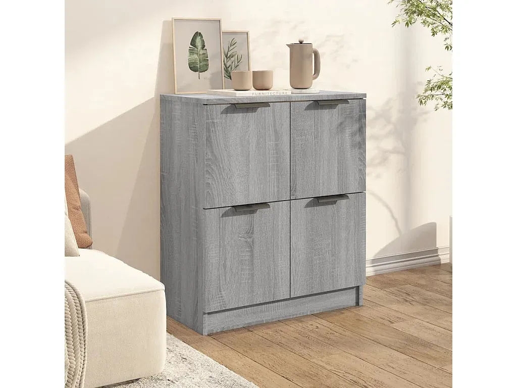 Moderner grauer Sideboard aus Holzwerkstoff, 60x30x70 cm