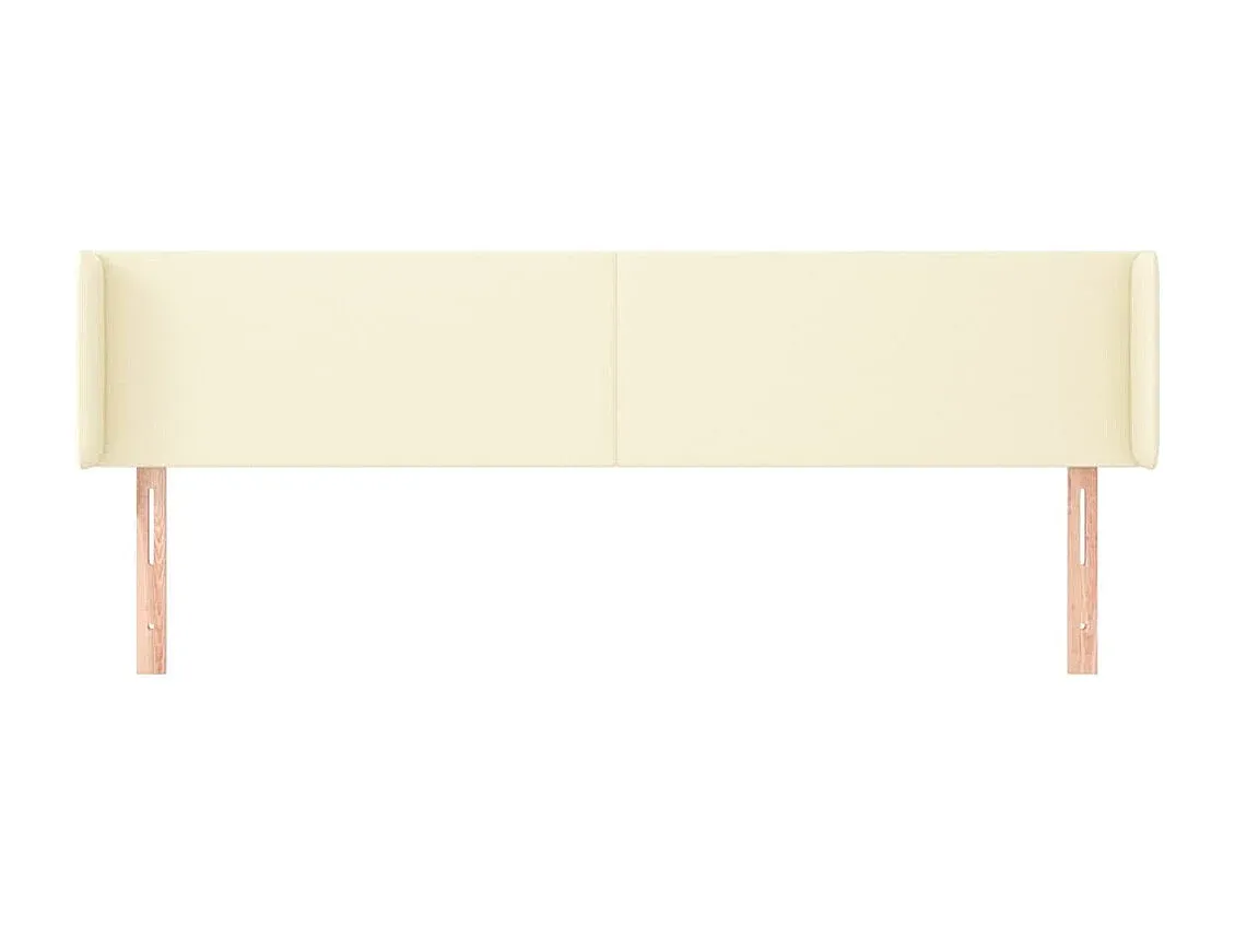 Polster-Kopfteil mit Ohren, Creme, Kunstleder, 183x16x78/88 cm