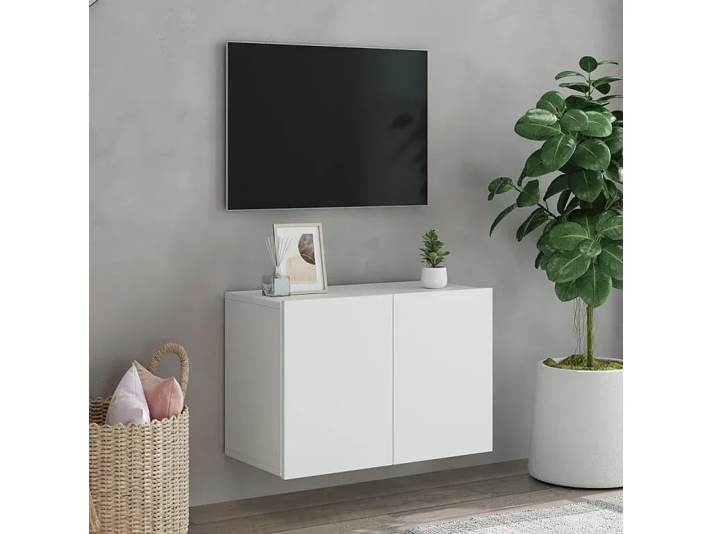 Moderner TV-Wandschrank in Weiß, 60x30x41 cm