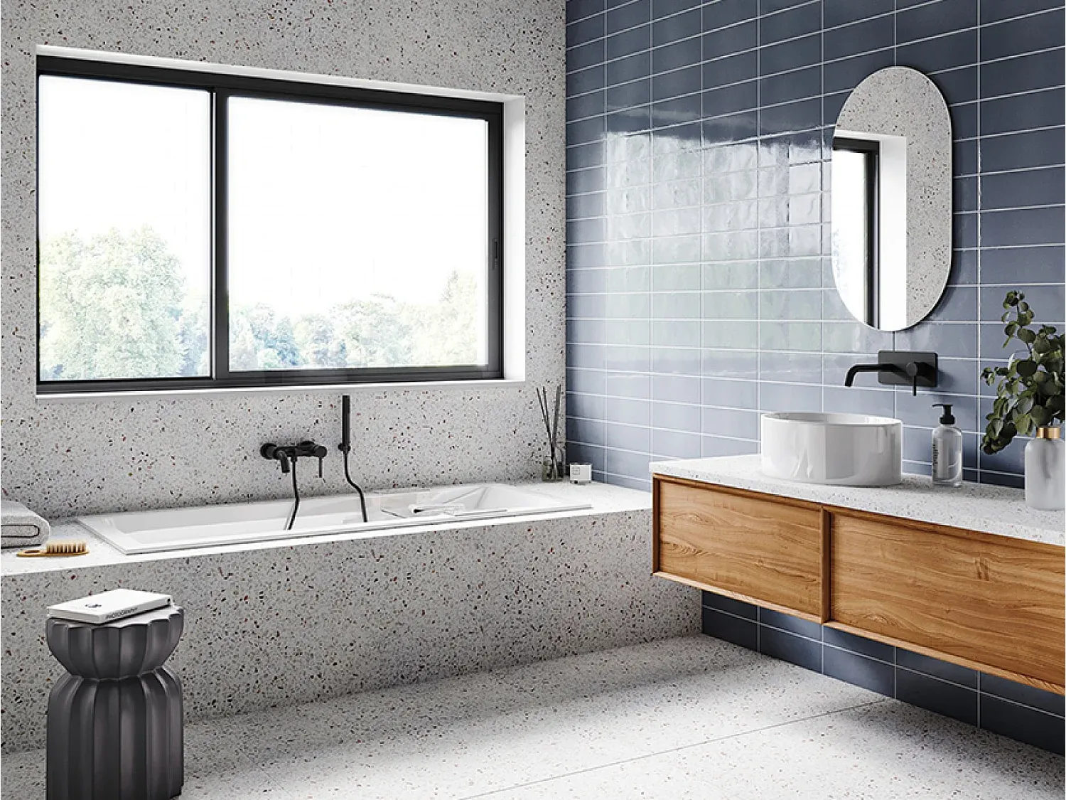 Rechteckige Badewanne 170x70 mit Styroporverkleidung, Ablauf und Füße