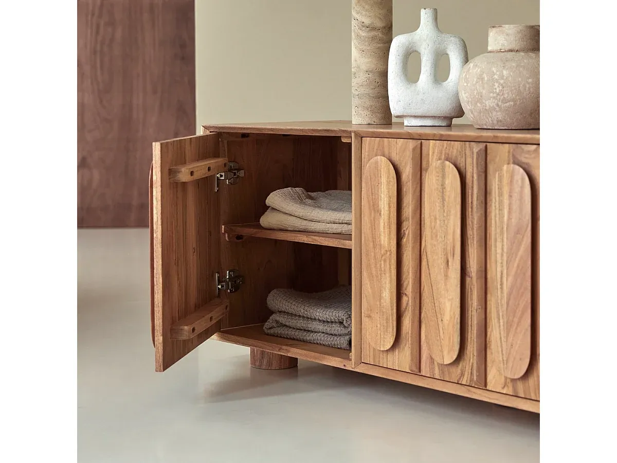 Moderner TV-Schrank aus massivem Akazienholz
