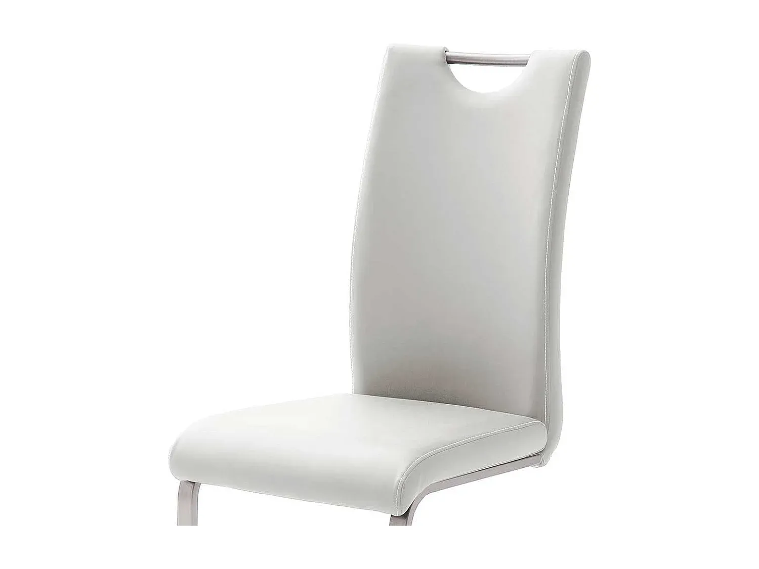 Esszimmerstühle aus weißem Kunstleder und Edelstahl, 4er Set