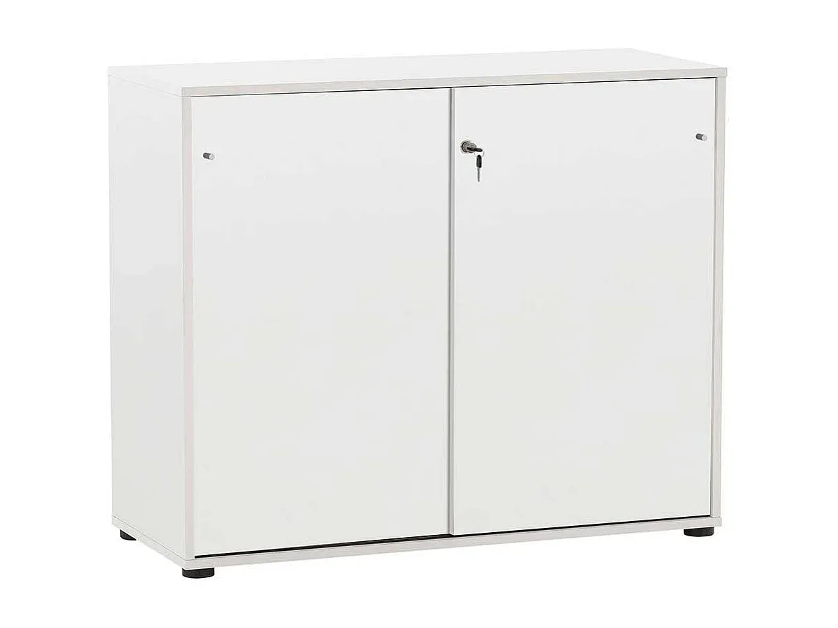 Weißer Aktenschrank mit Dreh- und Schiebetüren