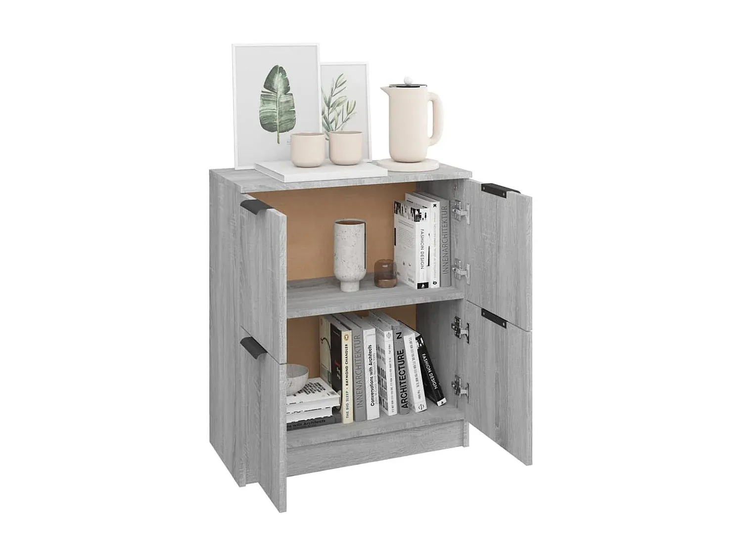 Moderner grauer Sideboard aus Holzwerkstoff, 60x30x70 cm