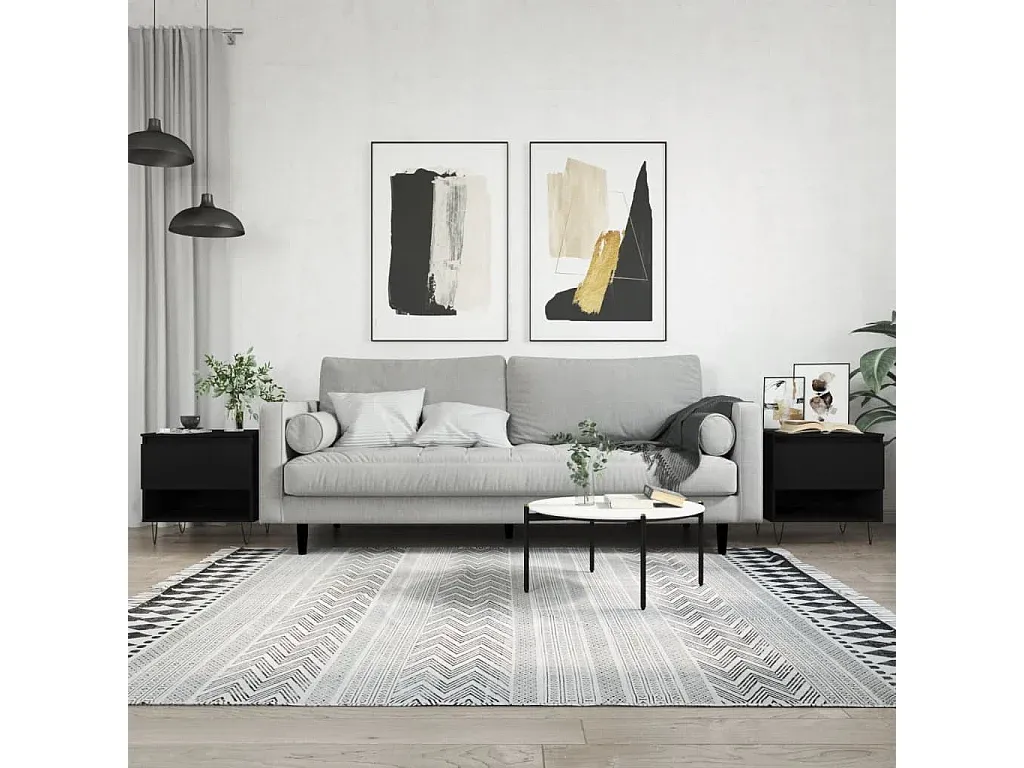 Moderner Couchtisch im 2er-Set aus Holzwerkstoff, Schwarz