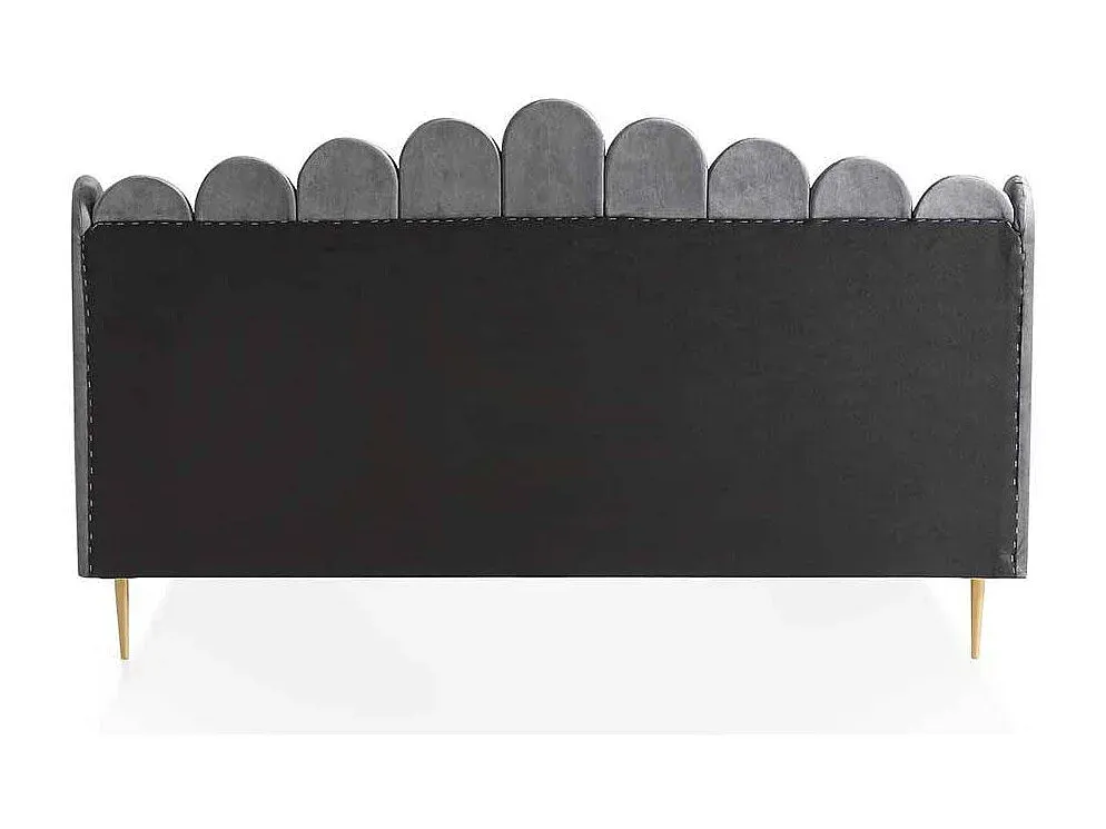 Elegantes Samtbett in Grau mit Metallrahmen