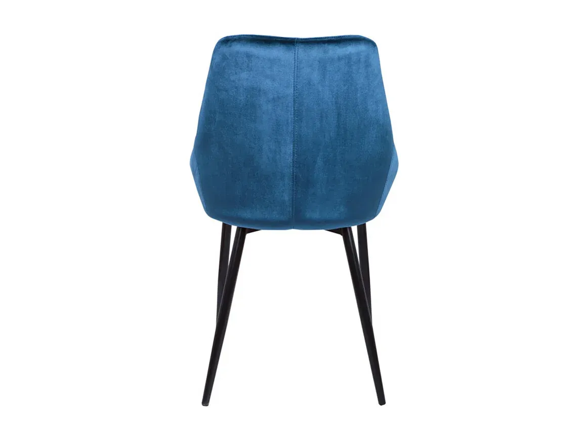 Samtstuhl im 2er-Set mit Schwarzem Metallgestell, Dunkelblau