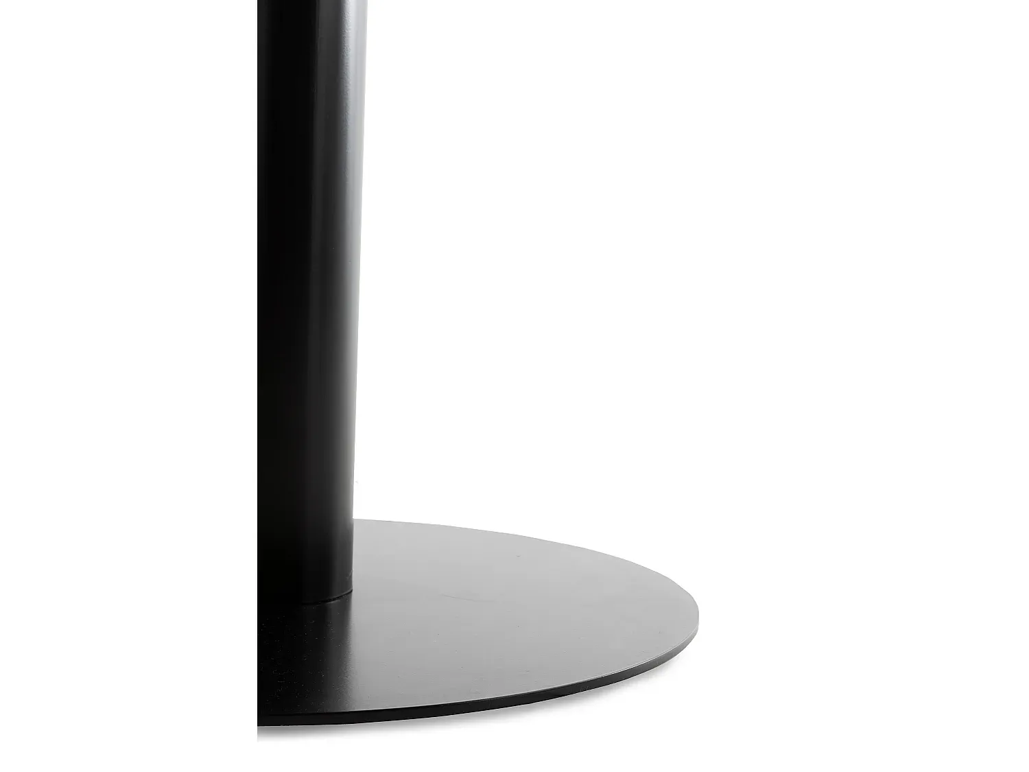 Runder Esstisch aus Nussbaum mit schwarzem Metallfuß