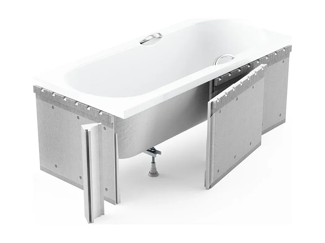 Rechteckige Badewanne 170x70 mit Styroporverkleidung, Ablauf und Füße