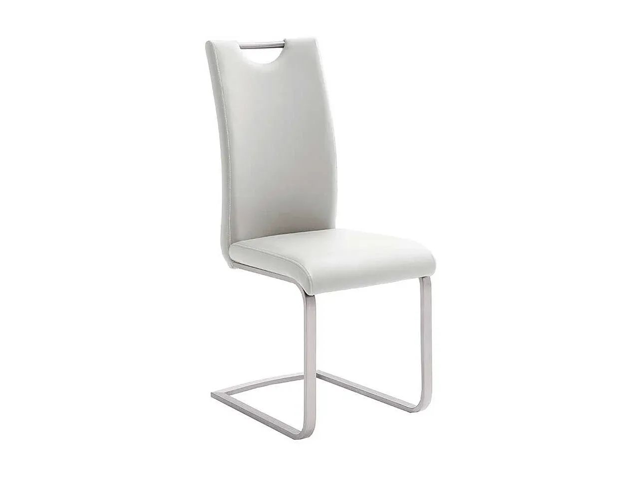 Esszimmerstühle aus weißem Kunstleder und Edelstahl, 4er Set