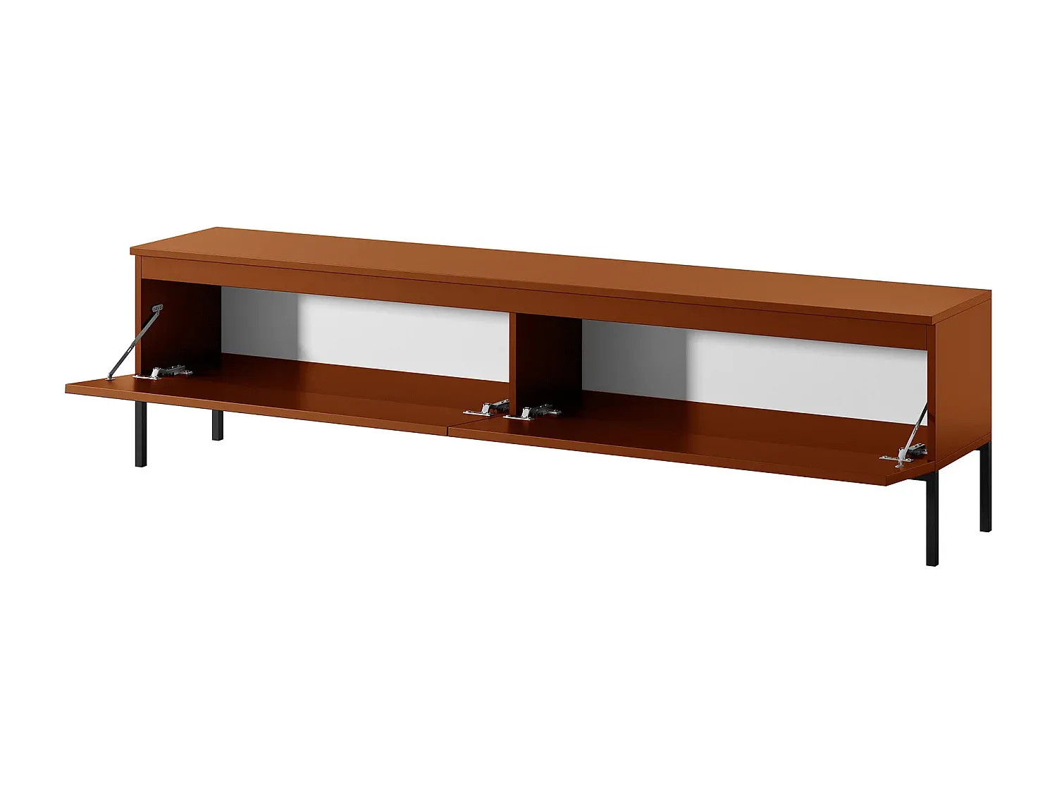 Moderner TV-Schrank 175 cm, Ziegelrot, Metallbeine