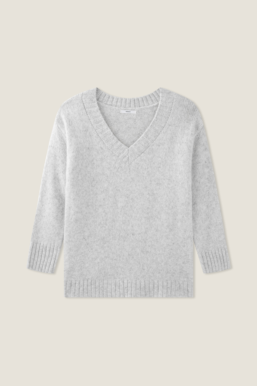 Off-Shoulder V-Neck Knit Sweater|yescci-YESCCI.com
