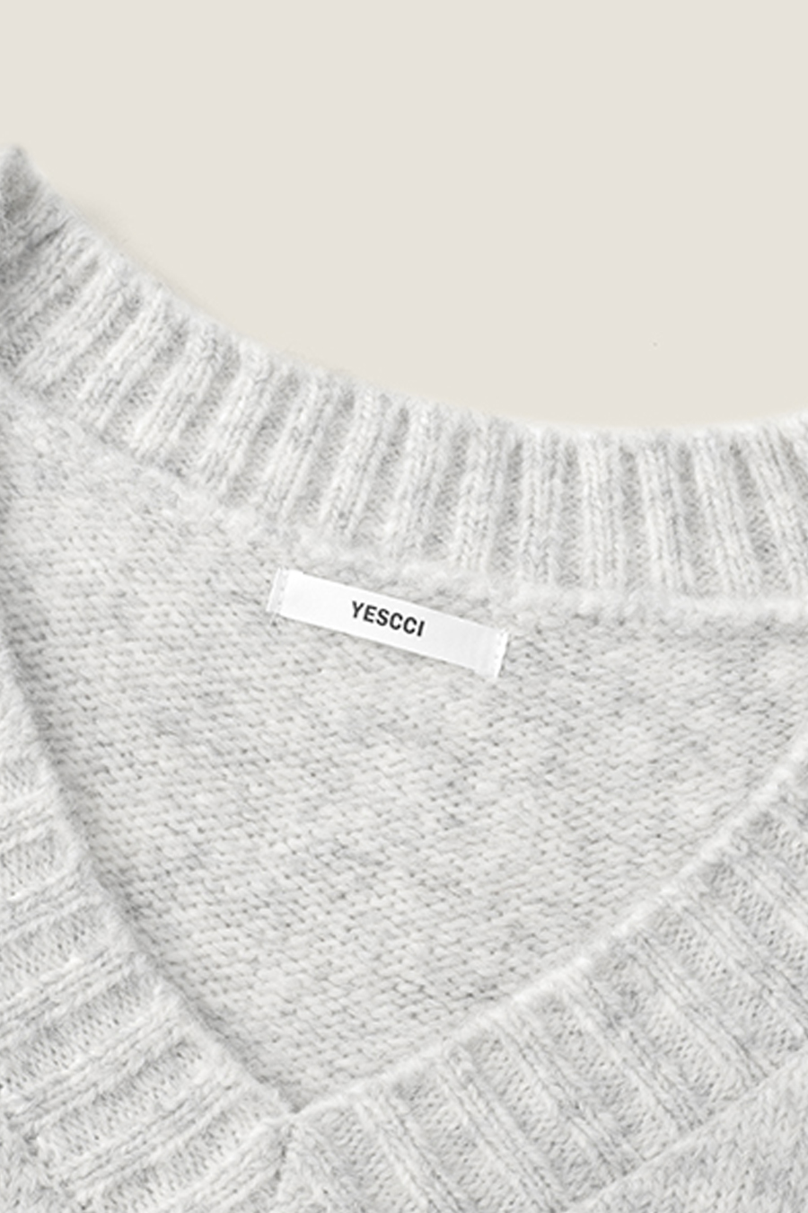 Off-Shoulder V-Neck Knit Sweater|yescci-YESCCI.com