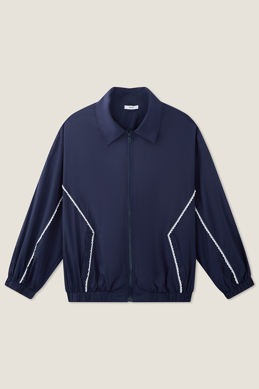 Contrast Trim Track Jacket|yescci-YESCCI.com