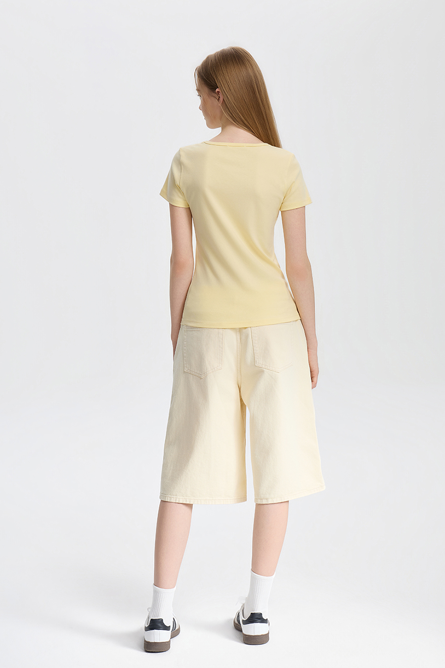 U-Neck Letter Print Short Sleeve Tee|yescci