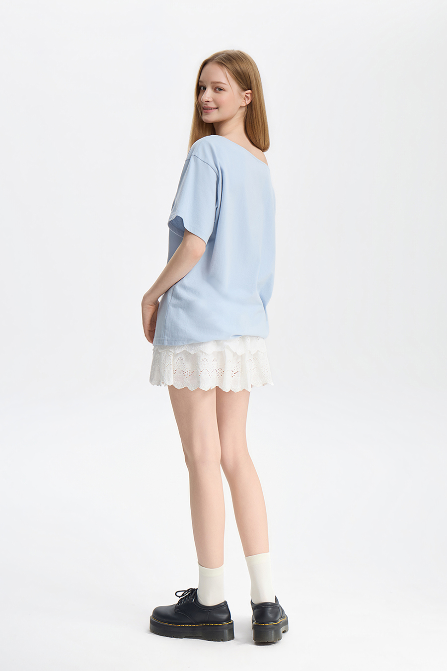 Wide Neck Graphic T-Shirt|yescci