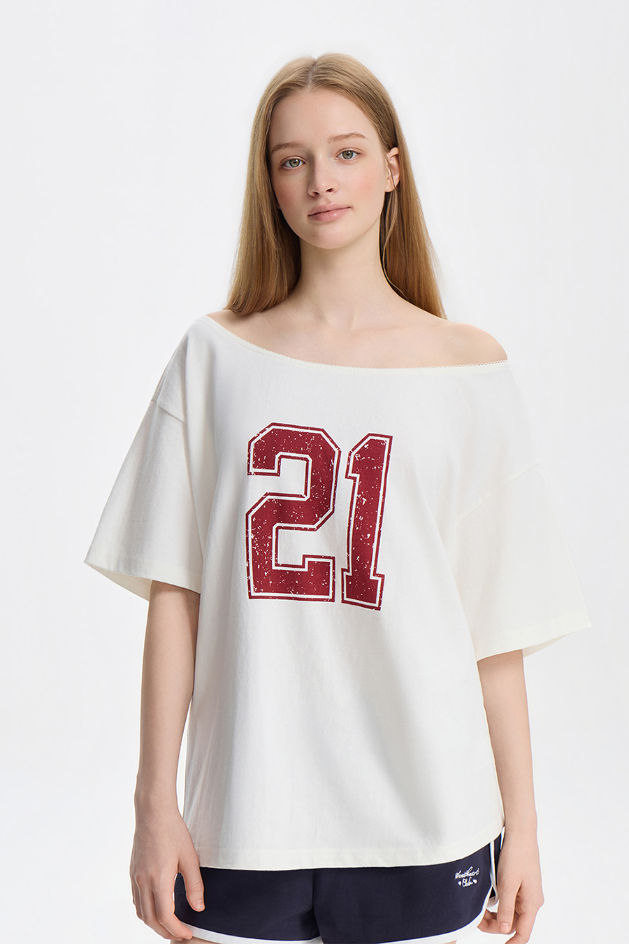 Wide Neck Graphic T-Shirt|yescci