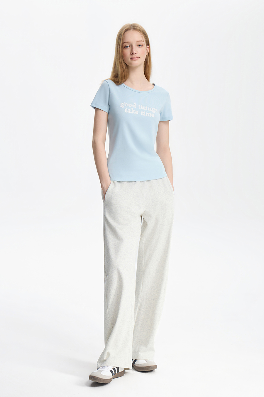 U-Neck Letter Print Short Sleeve Tee|yescci